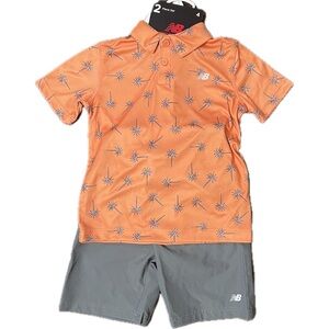 NWT New Balance Boys Set Collared Golf Shirt & Quick Dry Shorts Size 4